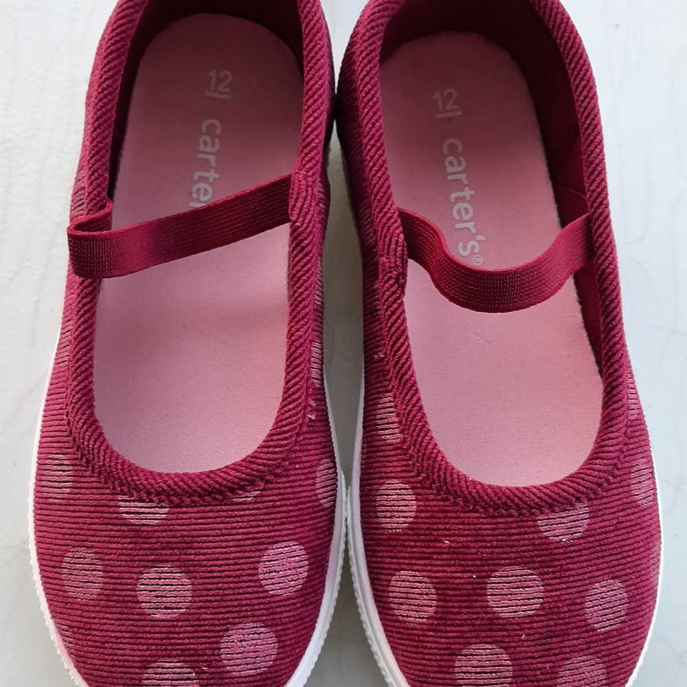 Carter's maroon polka dot shoes toddler girl size 12 ( New with tags)